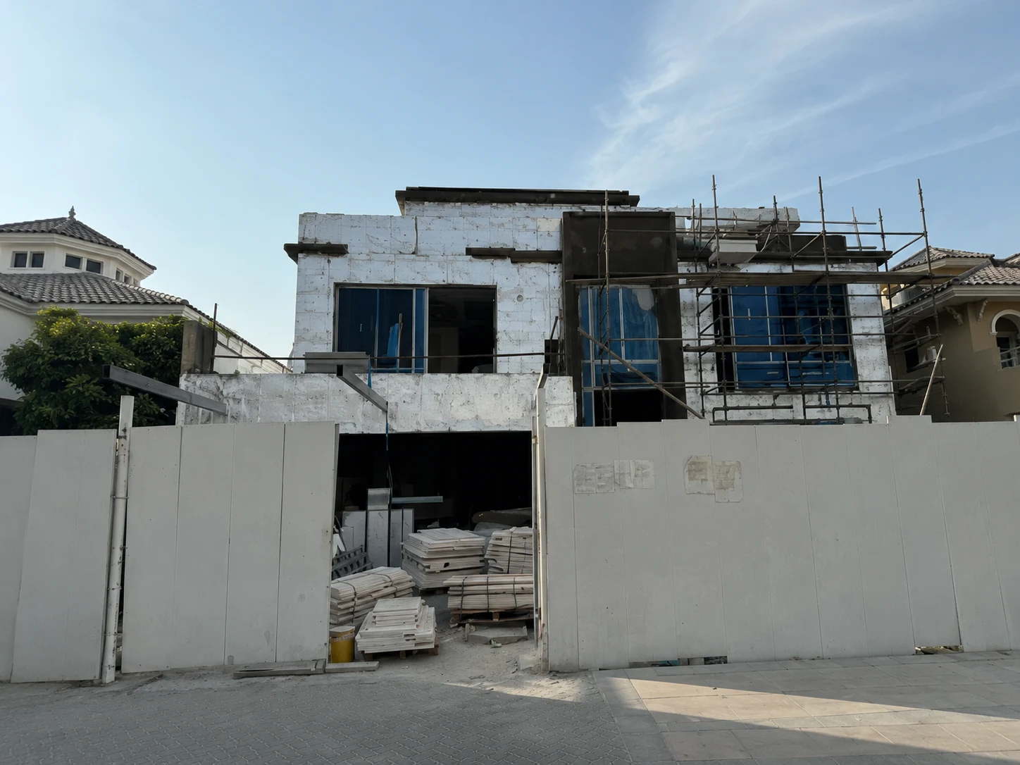 Dubai villa construction site managed by King Quality Contracting