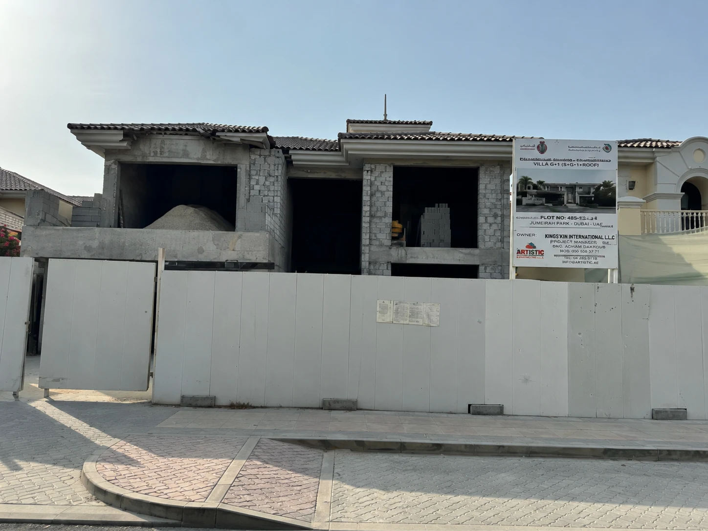 Palm Jumeirah villa shell and blockwork stage before exterior renovation
