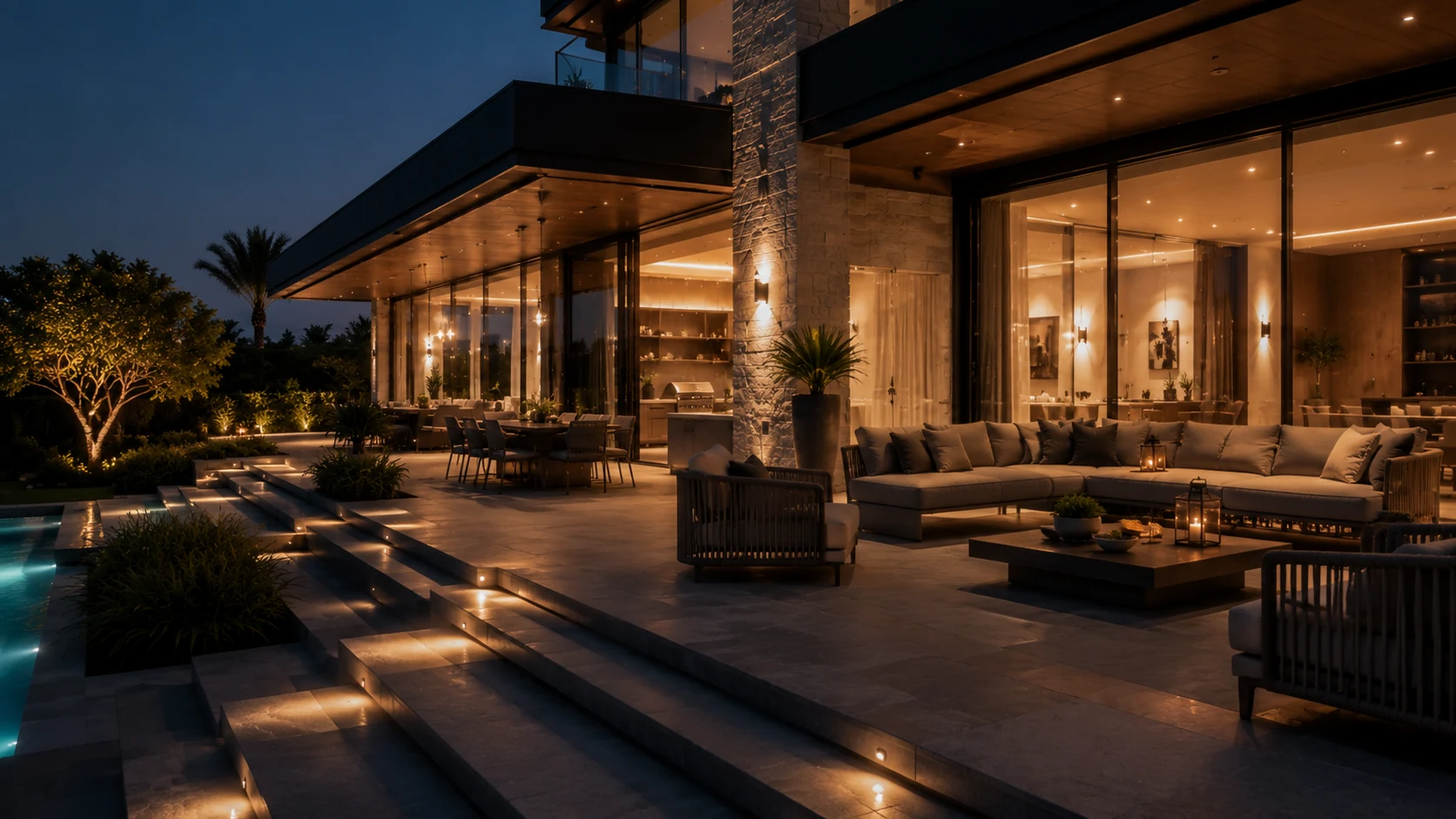 Dubai villa outdoor material, supplier, and terrace coordination